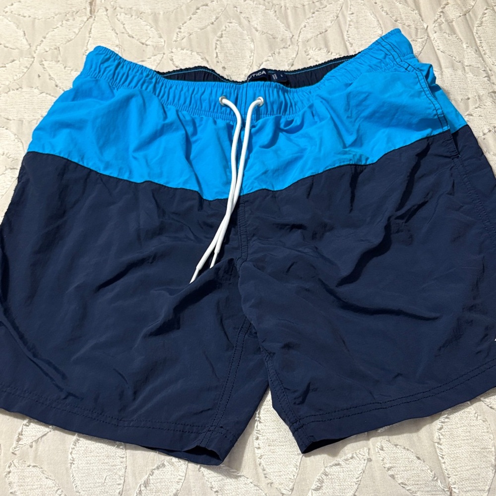 Nautica Two-Tone Blue Swim Trunks